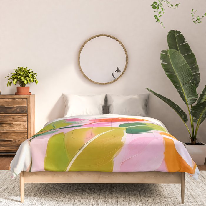 Pastelchio, Pastel Floral Botanical Spring, Flowers Blush Blossom Pink Garden Painting, Bohemian Chic Subdued Nature Plants Comforter Gallery Image 3