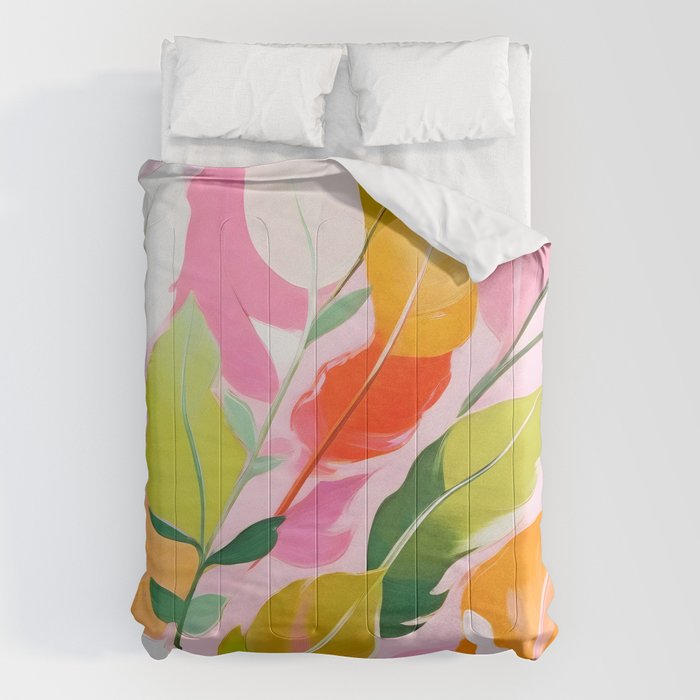 Pastelchio, Pastel Floral Botanical Spring, Flowers Blush Blossom Pink Garden Painting, Bohemian Chic Subdued Nature Plants Comforter Gallery Image 6