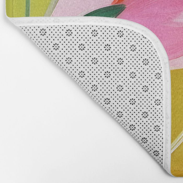 Pastelchio, Pastel Floral Botanical Spring, Flowers Blush Blossom Pink Garden Painting, Bohemian Chic Subdued Nature Plants Bath Mat Gallery Image 2