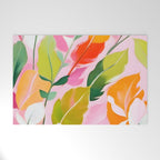 Pastelchio, Pastel Floral Botanical Spring, Flowers Blush Blossom Pink Garden Painting, Bohemian Chic Subdued Nature Plants Welcome Mat Gallery Image 1