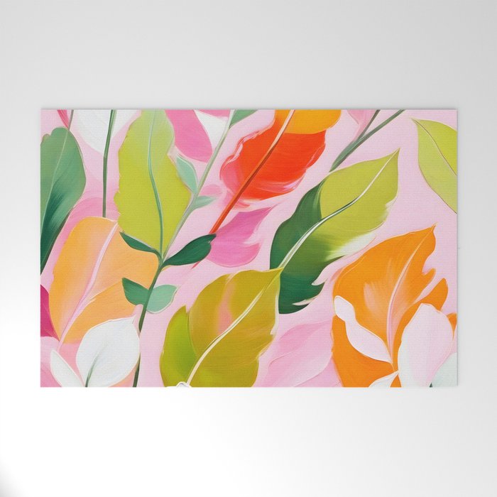 Pastelchio, Pastel Floral Botanical Spring, Flowers Blush Blossom Pink Garden Painting, Bohemian Chic Subdued Nature Plants Welcome Mat Gallery Image 1