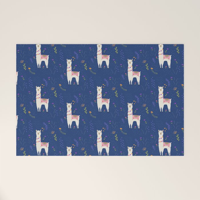 Llama on Blue Welcome Mat Gallery Image 1