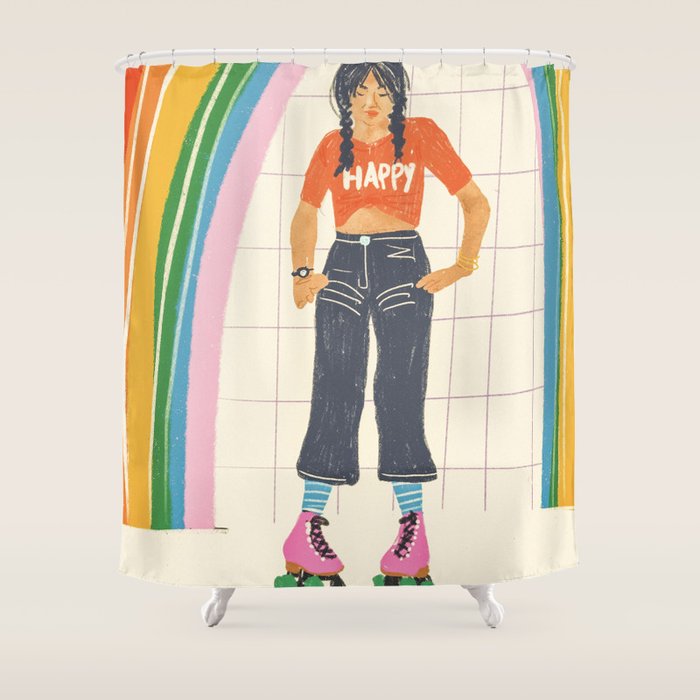 Happy rollerskates Shower Curtain Gallery Image 1