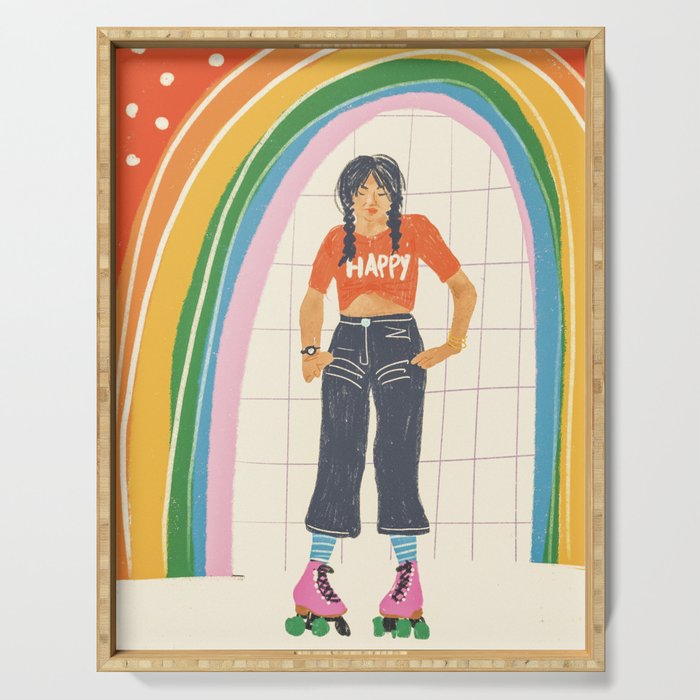 Happy rollerskates Serving Tray Gallery Image 1