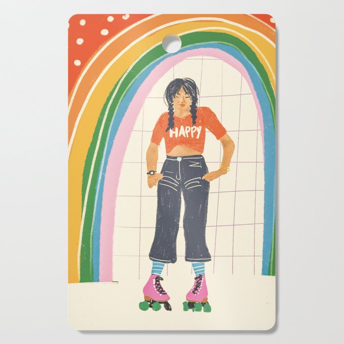 Happy rollerskates Cutting Board Gallery Image 1