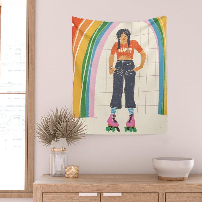 Happy rollerskates Wall Tapestry Gallery Image 2