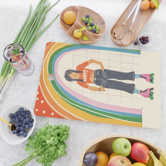 Happy rollerskates Cutting Board Gallery Image 2
