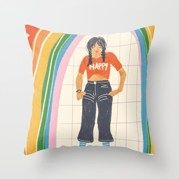 Happy rollerskates Throw Pillow Gallery Image 6