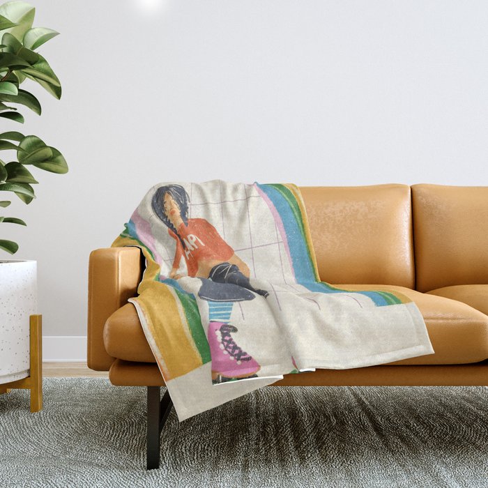Happy rollerskates Throw Blanket Gallery Image 1