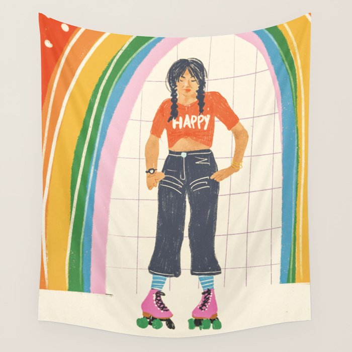 Happy rollerskates Wall Tapestry Gallery Image 1