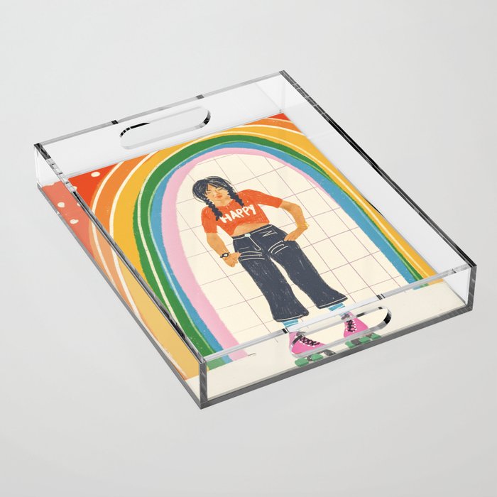 Happy rollerskates Acrylic Tray Gallery Image 1