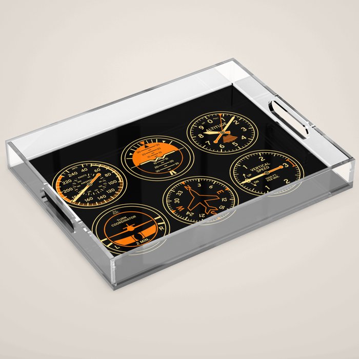 Aircraft Flight Instruments - 6 Pack Black Acrylic Tray Gallery Image 1