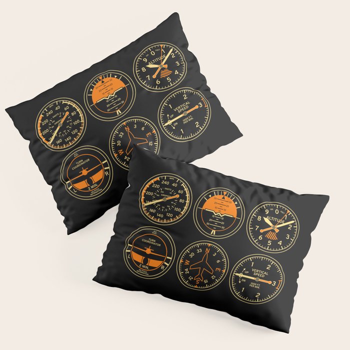 Aircraft Flight Instruments - 6 Pack Black Pillow Sham Gallery Image 3