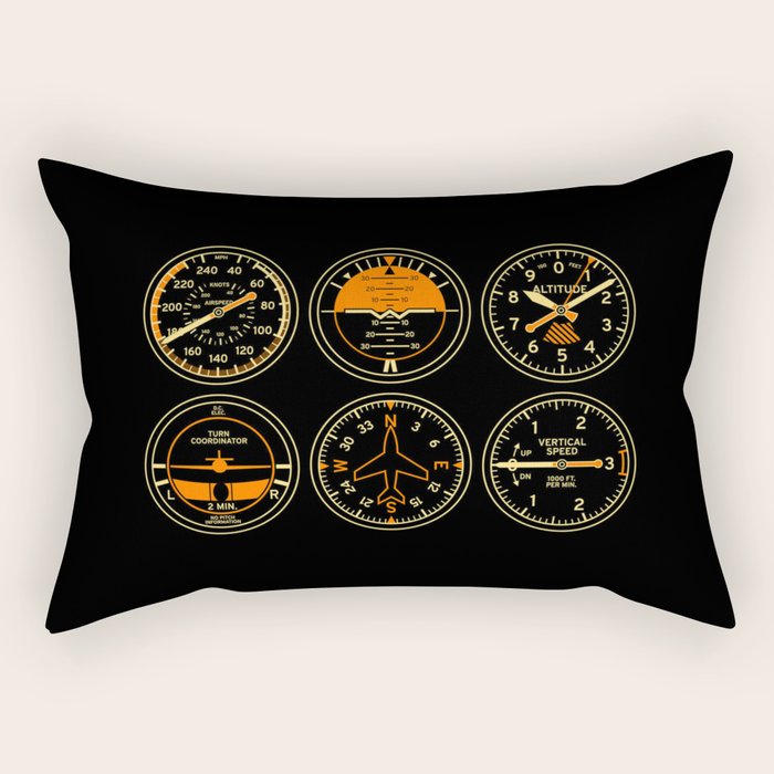 Aircraft Flight Instruments - 6 Pack Black Rectangular Pillow Gallery Image 1