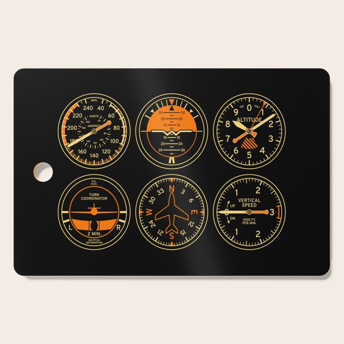 Aircraft Flight Instruments - 6 Pack Black Cutting Board Gallery Image 1