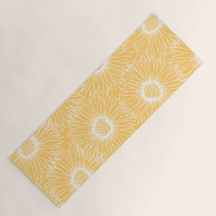 Yellow Sunflowers Line Art Yoga Mat Gallery Image 1