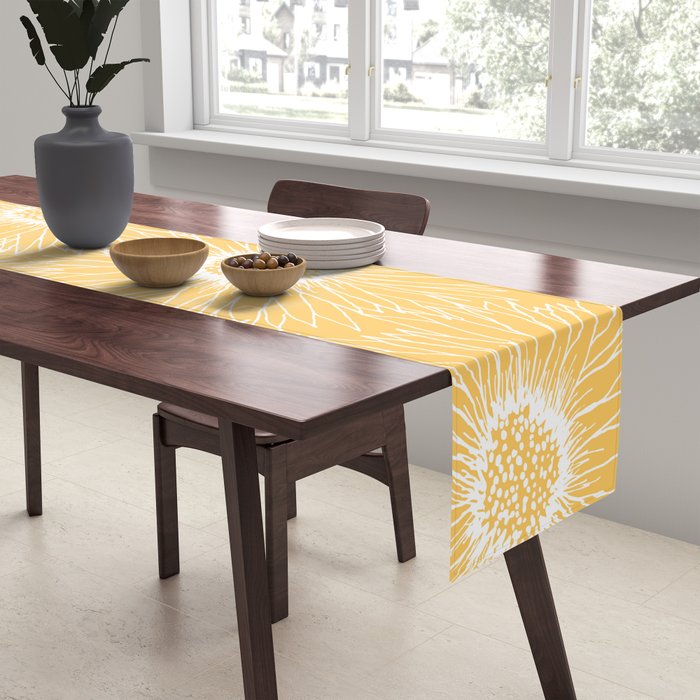Yellow Sunflowers Line Art Table Runner Gallery Image 2
