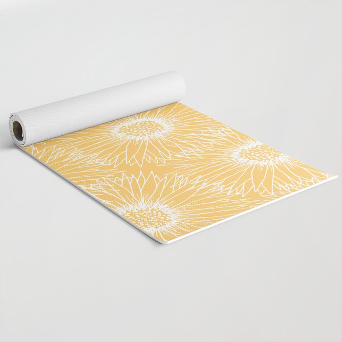 Yellow Sunflowers Line Art Yoga Mat Gallery Image 2