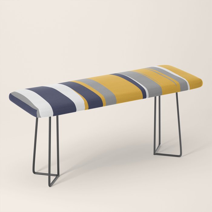 Stripes Abstract, Yellow, Grey, Navy Bench Gallery Image 1