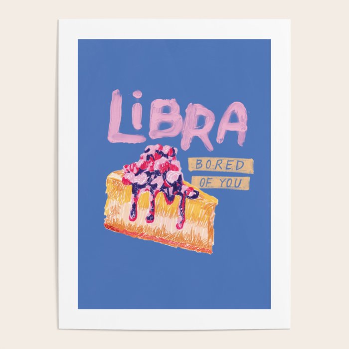 Libra Sign in Warm Blue | Zodiac Series Poster Gallery Image 1
