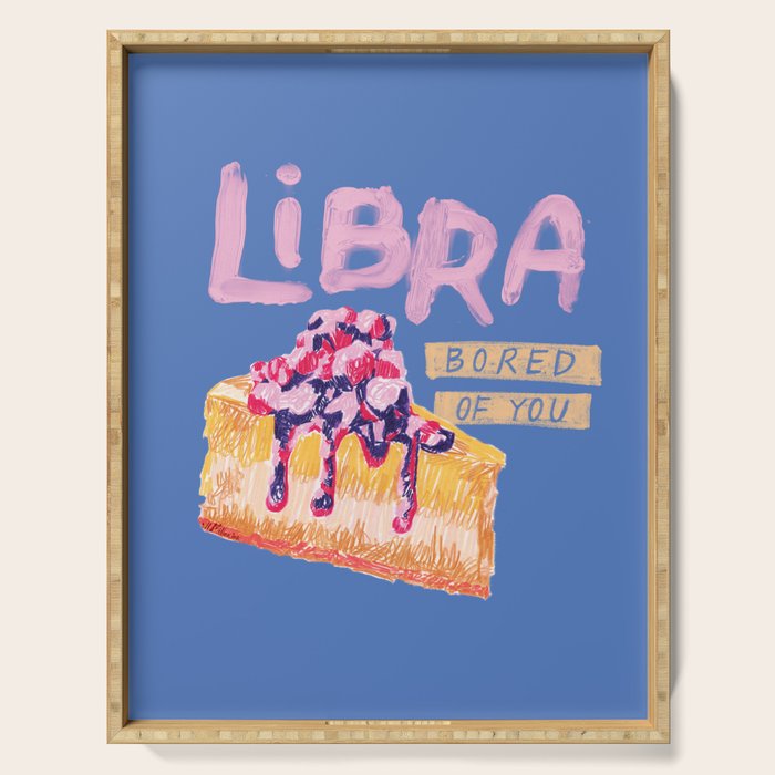 Libra Sign in Warm Blue | Zodiac Series Serving Tray Gallery Image 1