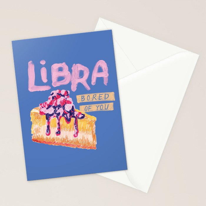 Libra Sign in Warm Blue | Zodiac Series Stationery Card Gallery Image 2