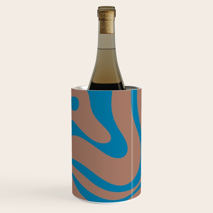 Modern Retro Liquid Swirl Wavy Abstract Inspired by PANTONE 17 1230 Color of the Year Mocha Mousse Wine Chiller Gallery Image 1