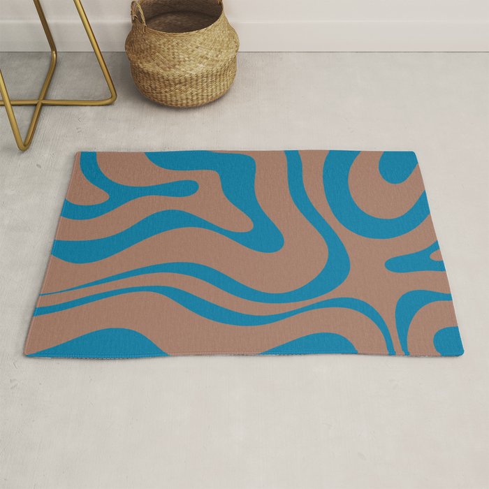 Modern Retro Liquid Swirl Wavy Abstract Inspired by PANTONE 17 1230 Color of the Year Mocha Mousse Rug Gallery Image 1