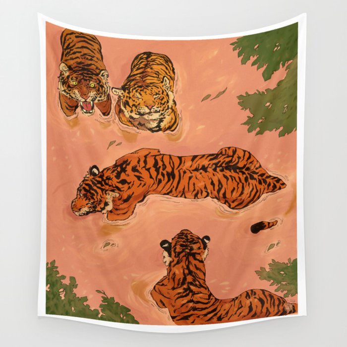 Tiger Beach Wall Tapestry Gallery Image 4