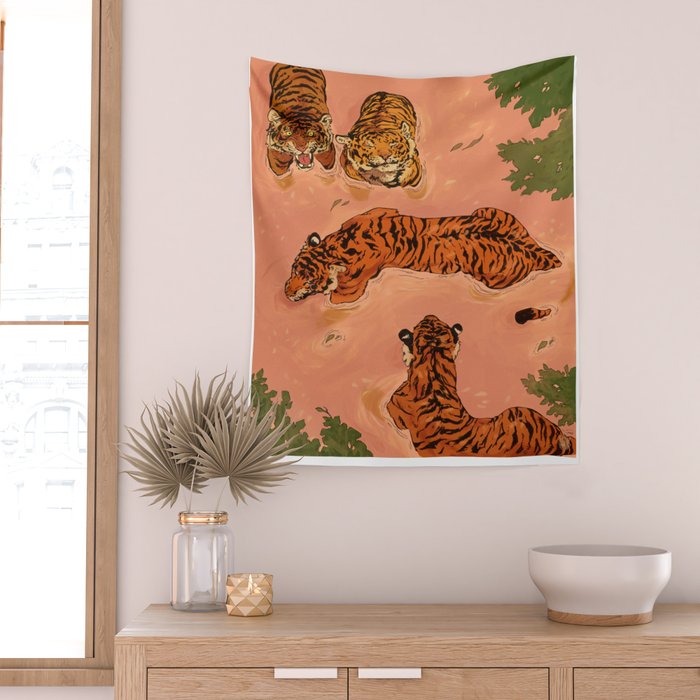 Tiger Beach Wall Tapestry Gallery Image 2