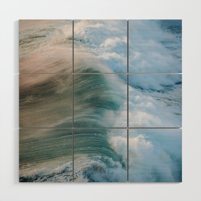 Waves in the Sunset Light Wood Wall Art Gallery Image 1