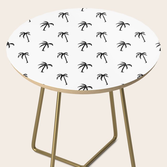 Black and white tropical palm tree pattern Side Table Gallery Image 2