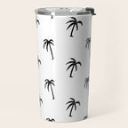 Black and white tropical palm tree pattern Travel Mug Gallery Image 2