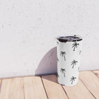 Black and white tropical palm tree pattern Travel Mug Gallery Image 4