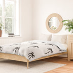 Black and white tropical palm tree pattern Duvet Cover Gallery Image 2
