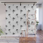 Black and white tropical palm tree pattern Wall Mural Gallery Image 1