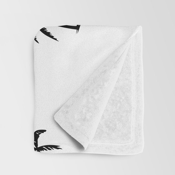 Black and white tropical palm tree pattern Throw Blanket Gallery Image 3
