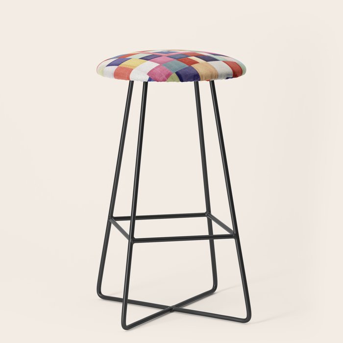 Korean 19th Century Geometric Textile Print Stool Gallery Image 1