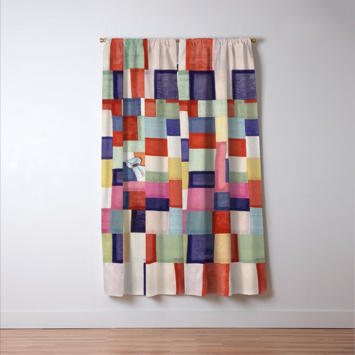 Korean 19th Century Geometric Textile Print Window Curtain Gallery Image 3