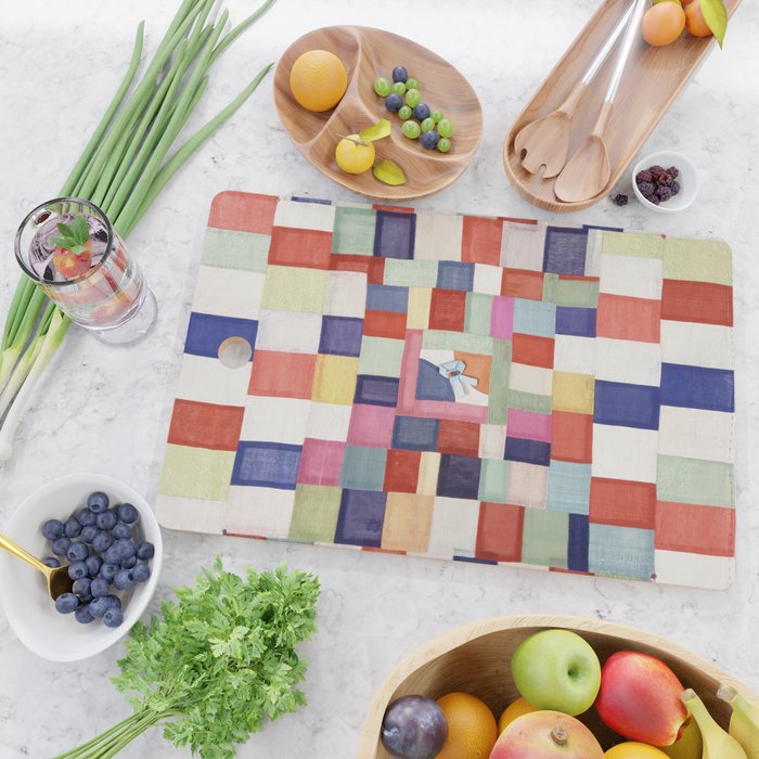 Korean 19th Century Geometric Textile Print Cutting Board Gallery Image 2