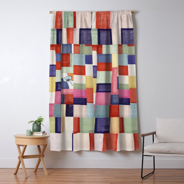 Korean 19th Century Geometric Textile Print Window Curtain Gallery Image 5