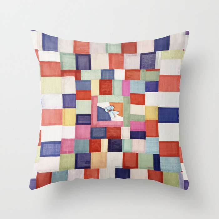 Korean 19th Century Geometric Textile Print Throw Pillow Gallery Image 1
