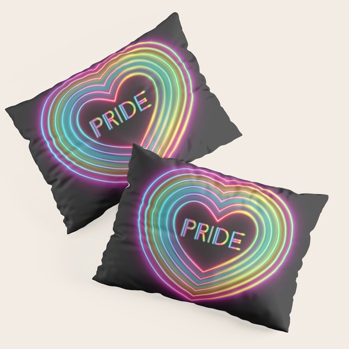 Neon Pride Heart Pillow Sham Gallery Image 1