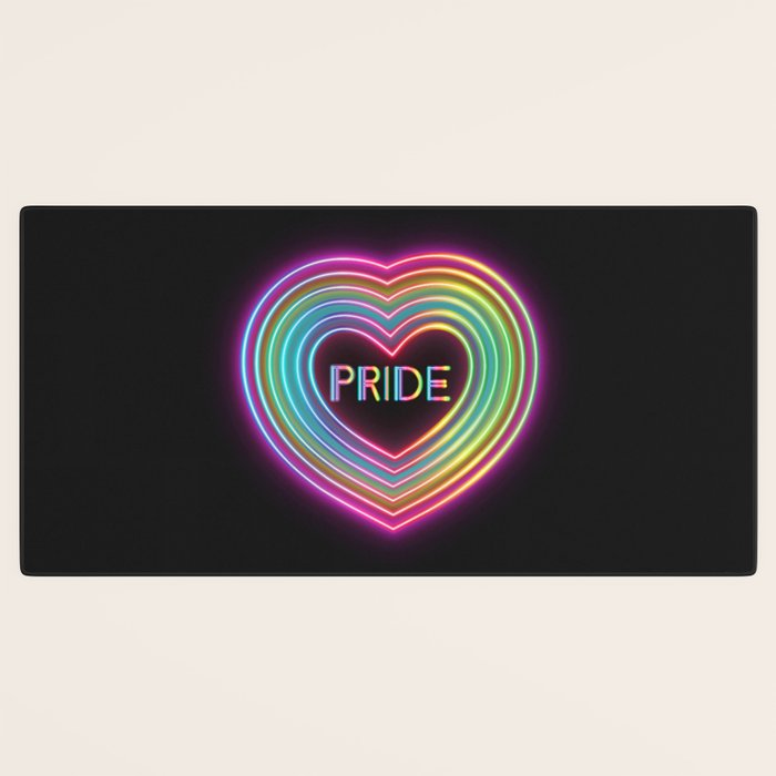 Neon Pride Heart Desk Mat Gallery Image 3