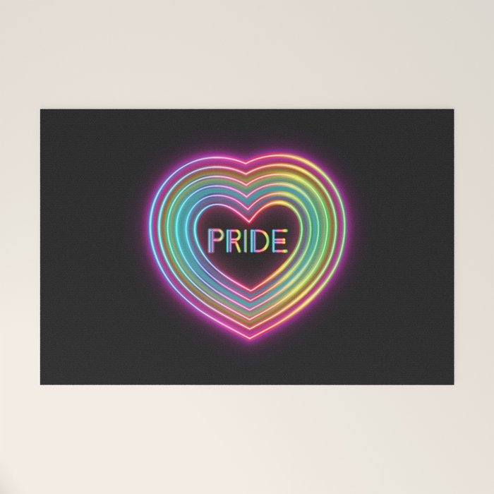 Neon Pride Heart Welcome Mat Gallery Image 1