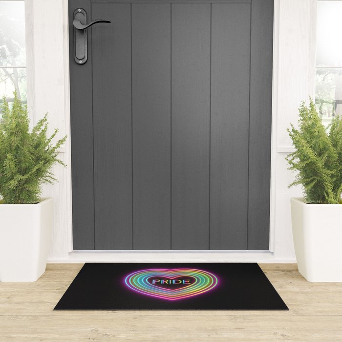 Neon Pride Heart Welcome Mat Gallery Image 3
