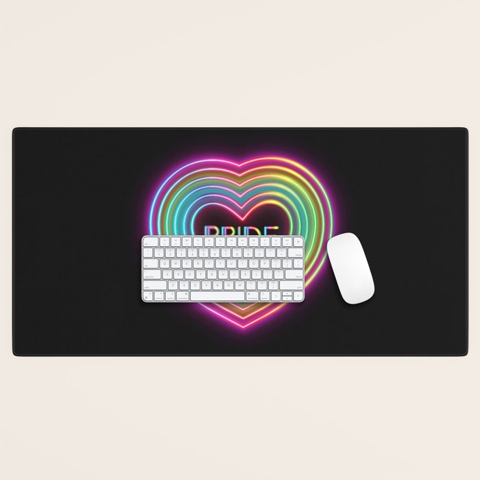 Neon Pride Heart Desk Mat Gallery Image 1