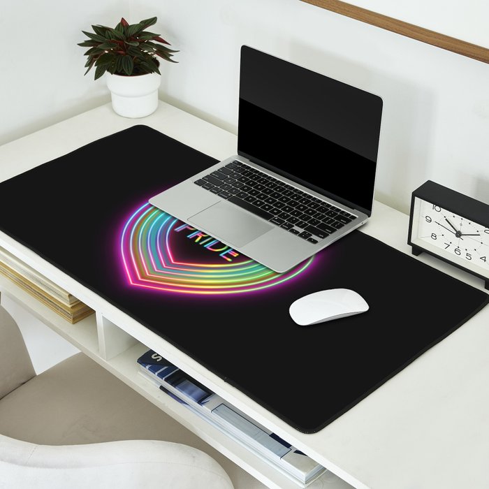 Neon Pride Heart Desk Mat Gallery Image 2