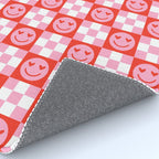 Retro love heart face checkered pattern Rug Gallery Image 4