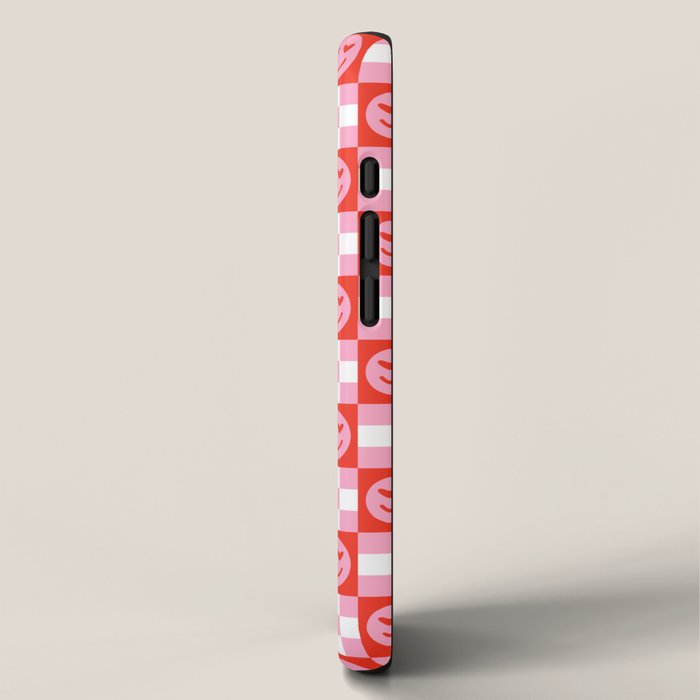 Retro love heart face checkered pattern iPhone Case Gallery Image 2